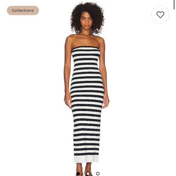 GRLFRND Dresses & Skirts - Paricia Striped Tube Maxi Dress in Ivory & Navy